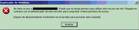 espacio-de-almacenamiento-insuficiente-en-el-servidor-para-procesar-este-comando